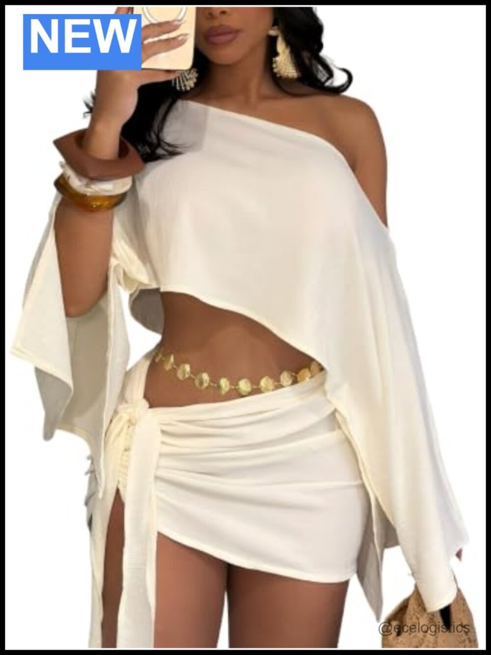 Women 2 Piece Skirt Set Off Shoulder Ruched Crop Top Bodycon Mini